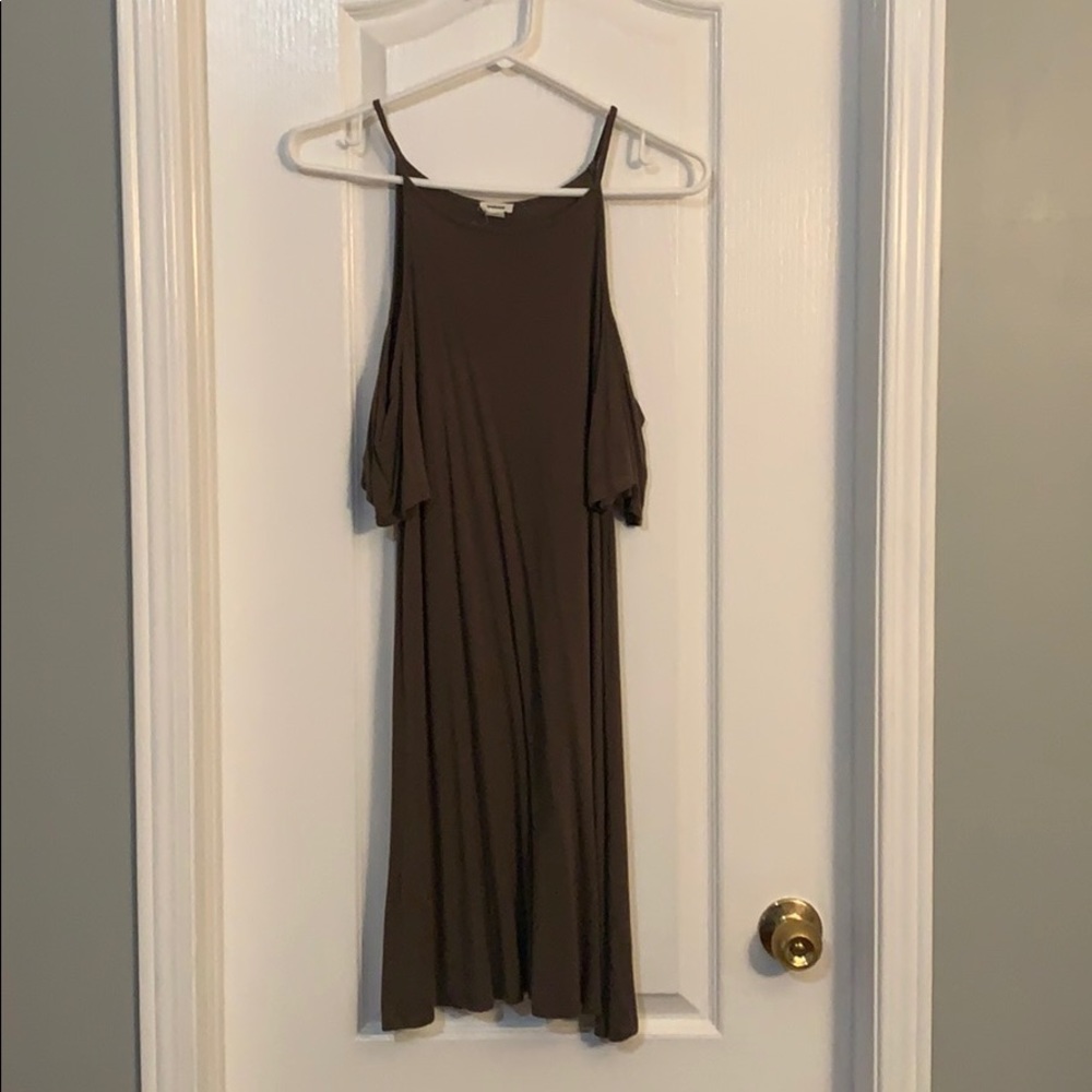 Olive green off shoulder dress